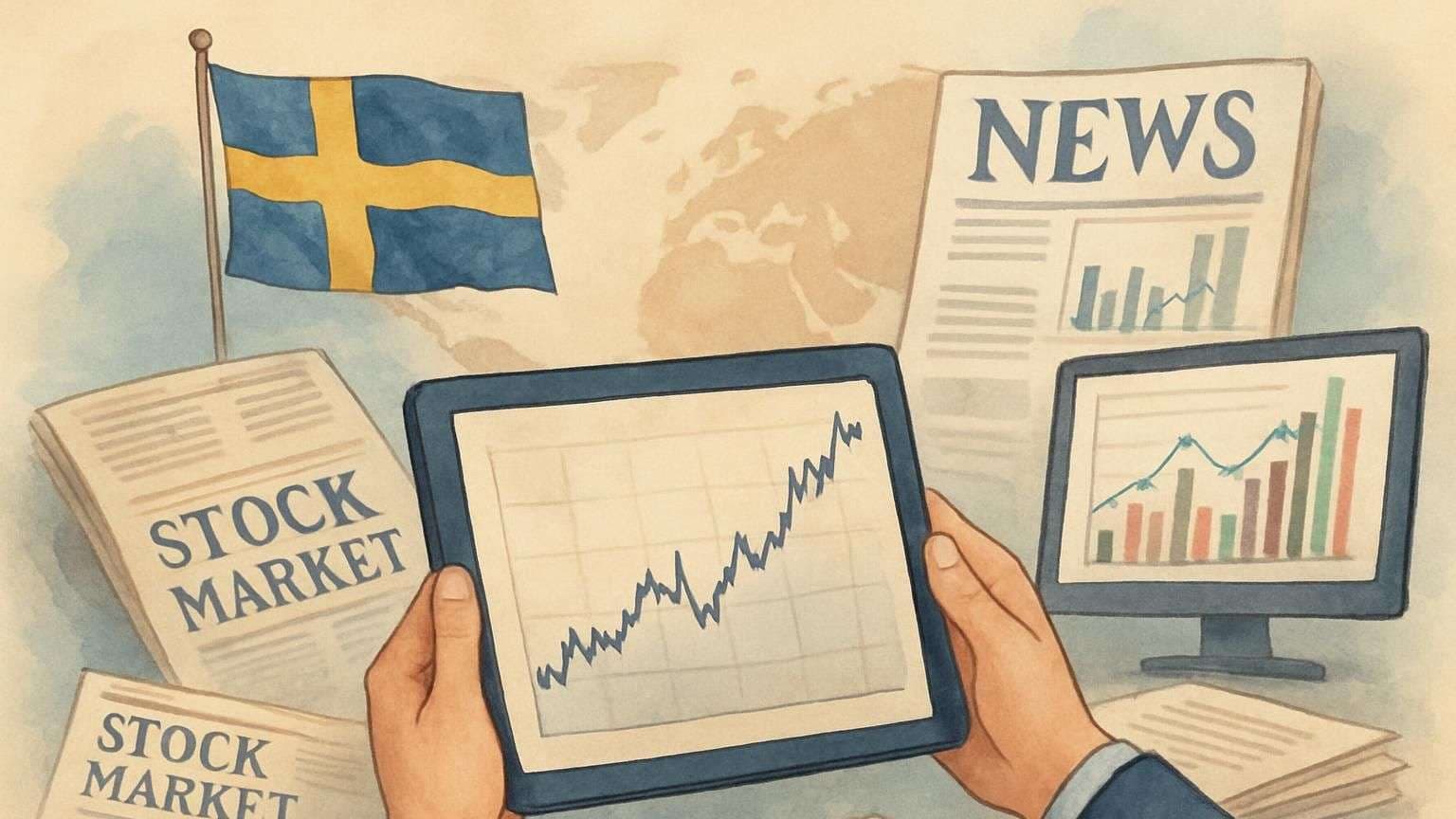 An image portraying the post title Så får du full koll på börsnyheter Sverige med dagliga internationella börssammanfattningar