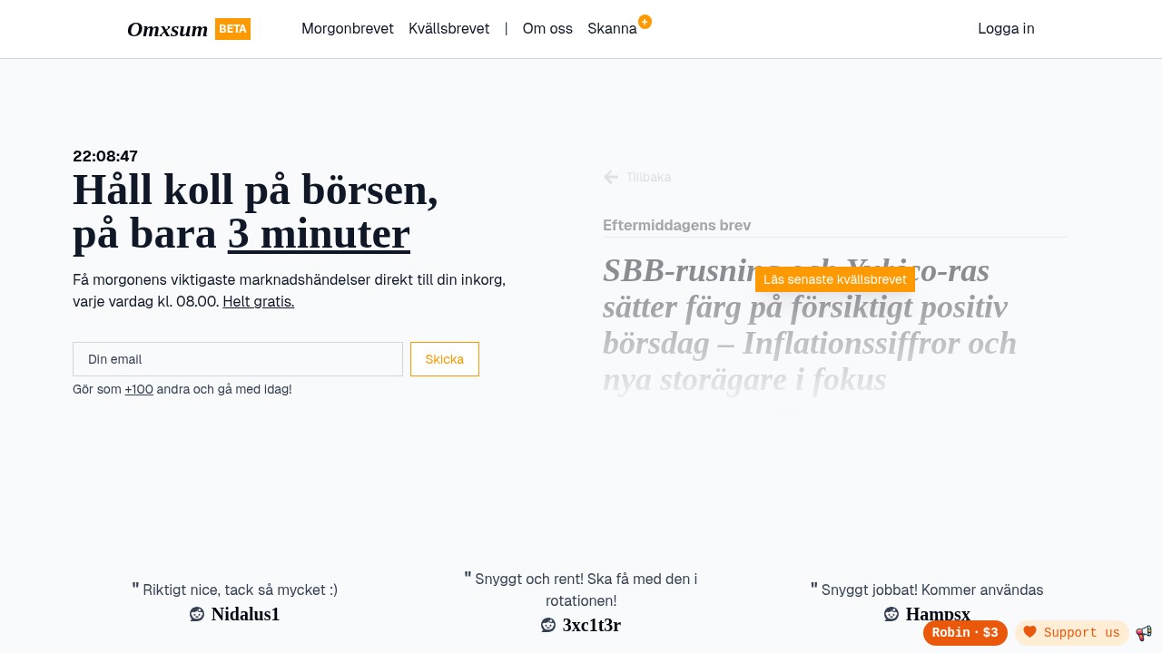 Omxsum website screenshot